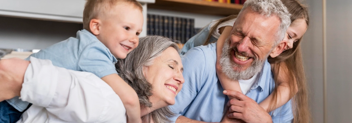 A family enjoying time together at home