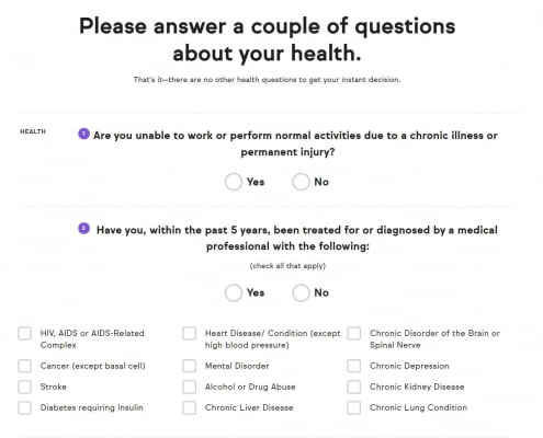 TruStage Term Life Health Questions